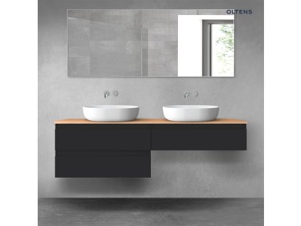 Oltens Vernal sada koupelnového nábytku 160 cm s horní deskou, matná černá/dub 68366300