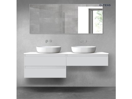 Oltens Vernal sada koupelnového nábytku 160 cm s horní deskou, matná šedá/lesklá bílá 68367700