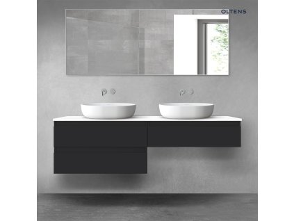Oltens Vernal sada koupelnového nábytku 160 cm s horní deskou, matná černá/lesklá bílá 68367300