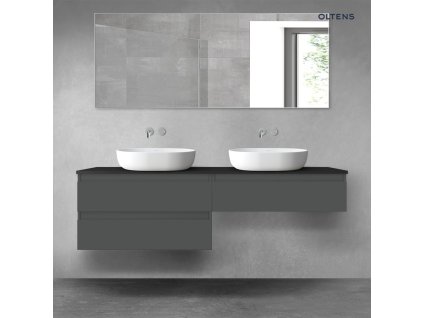 Oltens Vernal sada koupelnového nábytku 160 cm s horní deskou, matná grafitová/matná černá 68368400