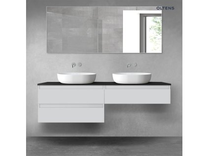Oltens Vernal sada koupelnového nábytku 160 cm s horní deskou, matná šedá/matná černá 68368700
