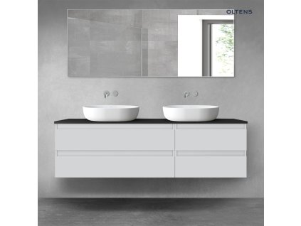 Oltens Vernal sada koupelnového nábytku 160 cm s horní deskou, matná šedá/matná černá 68338700