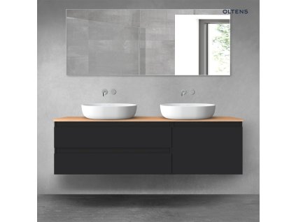 Oltens Vernal sada koupelnového nábytku 160 cm s horní deskou, matná černá/dub 68340300