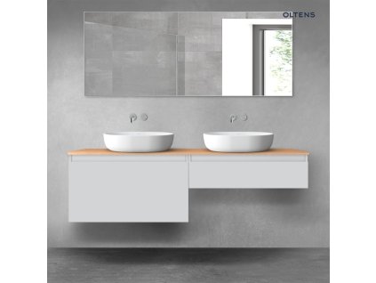 Oltens Vernal sada koupelnového nábytku 160 cm s horní deskou, matná šedá/dub 68370700