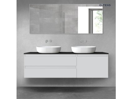 Oltens Vernal sada koupelnového nábytku 160 cm s horní deskou, matná šedá/matná černá 68342700