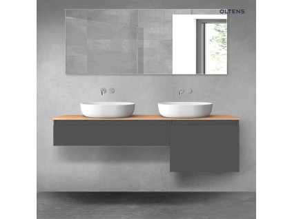 Oltens Vernal sada koupelnového nábytku 160 cm s horní deskou, matná grafitová/dub 68344400