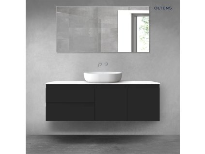 Oltens Vernal sada koupelnového nábytku 140 cm s horní deskou, matná černá/lesklá bílá 68276300
