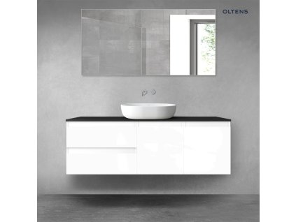 Oltens Vernal sada koupelnového nábytku 140 cm s horní deskou, lesklá bílá/matná černá 68276000