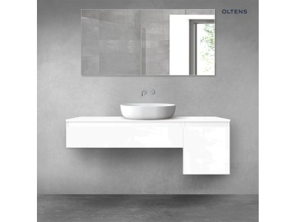 Oltens Vernal sada koupelnového nábytku 140 cm s horní deskou, lesklá bílá 68281000