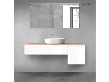 Oltens Vernal sada koupelnového nábytku 140 cm s horní deskou, lesklá bílá/dub 68282000