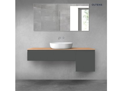 Oltens Vernal sada koupelnového nábytku 140 cm s horní deskou, matná grafitová/dub 68283400