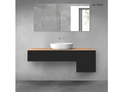Oltens Vernal sada koupelnového nábytku 140 cm s horní deskou, matná černá/dub 68283300