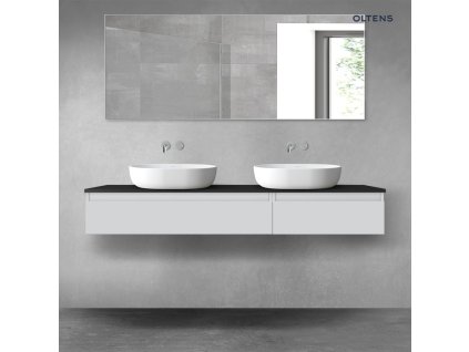Oltens Vernal sada koupelnového nábytku 160 cm s horní deskou, matná šedá/matná černá 68358700