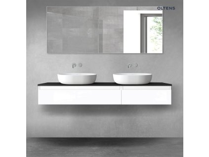 Oltens Vernal sada koupelnového nábytku 160 cm s horní deskou, lesklá bílá/matná černá 68357000