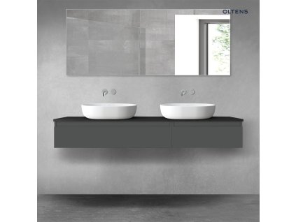 Oltens Vernal sada koupelnového nábytku 160 cm s horní deskou, matná grafitová/matná černá 68358400