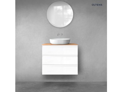 Oltens Vernal sada koupelnového nábytku 100 cm s horní deskou, lesklá bílá/dub 68460000