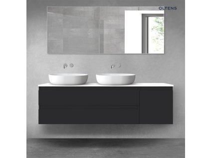 Oltens Vernal sada koupelnového nábytku 160 cm s horní deskou, matná černá/lesklá bílá 68481300