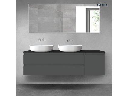 Oltens Vernal sada koupelnového nábytku 160 cm s horní deskou, matná grafitová/matná černá 68482400