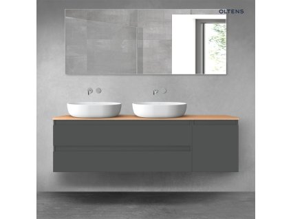 Oltens Vernal sada koupelnového nábytku 160 cm s horní deskou, matná grafitová/dub 68484400