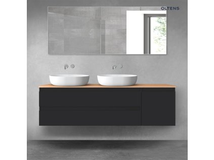 Oltens Vernal sada koupelnového nábytku 160 cm s horní deskou, matná černá/dub 68484300