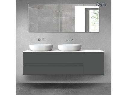Oltens Vernal sada koupelnového nábytku 160 cm s horní deskou, matná grafitová/lesklá bílá 68485000