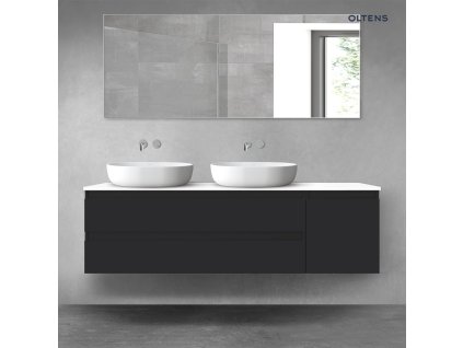 Oltens Vernal sada koupelnového nábytku 160 cm s horní deskou, matná černá/lesklá bílá 68485300