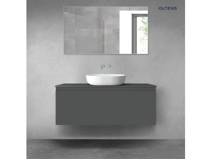 Oltens Vernal závěsná umyvadlová skříňka 120 cm s deskou, matná grafitová 68129400
