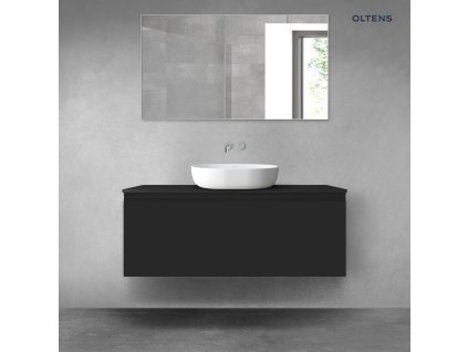 Oltens Vernal závěsná umyvadlová skříňka 120 cm s deskou, matná černá 68129300