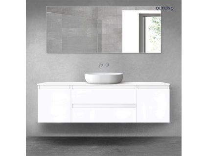 Oltens Vernal sada koupelnového nábytku 160 cm s horní deskou, lesklá bílá 68377000