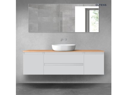 Oltens Vernal sada koupelnového nábytku 160 cm s horní deskou, matná šedá/dub 68379700