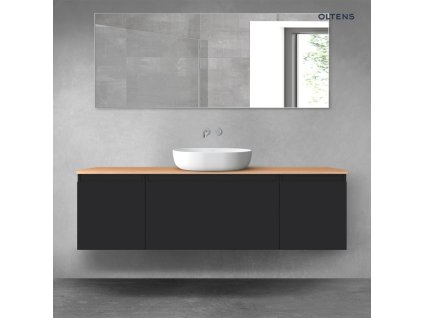 Oltens Vernal sada koupelnového nábytku 160 cm s horní deskou, matná černá/dub 68446300