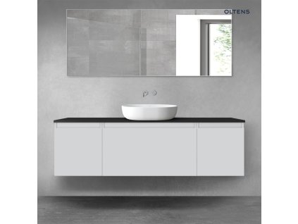 Oltens Vernal sada koupelnového nábytku 160 cm s horní deskou, matná šedá/matná černá 68384700