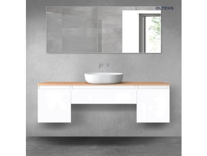 Oltens Vernal sada koupelnového nábytku 160 cm s horní deskou, lesklá bílá/dub 68392000