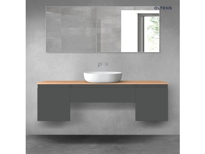 Oltens Vernal sada koupelnového nábytku 160 cm s horní deskou, matná grafitová/dub 68392400