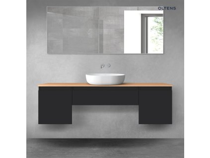 Oltens Vernal sada koupelnového nábytku 160 cm s horní deskou, matná černá/dub 68392300