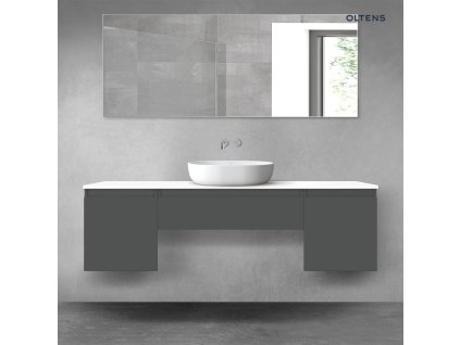 Oltens Vernal sada koupelnového nábytku 160 cm s horní deskou, matná grafitová/lesklá bílá 68393400