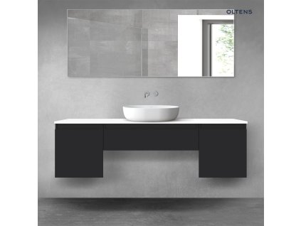 Oltens Vernal sada koupelnového nábytku 160 cm s horní deskou, matná černá/lesklá bílá 68393300