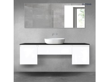 Oltens Vernal sada koupelnového nábytku 160 cm s horní deskou, lesklá bílá/matná černá 68393000