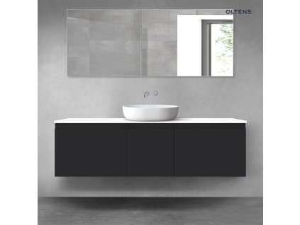 Oltens Vernal sada koupelnového nábytku 160 cm s horní deskou, matná černá/lesklá bílá 68421300