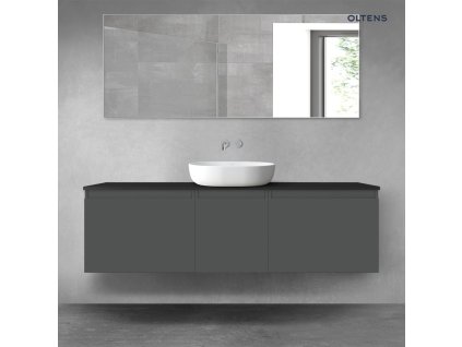 Oltens Vernal sada koupelnového nábytku 160 cm s horní deskou, matná grafitová/matná černá 68422400
