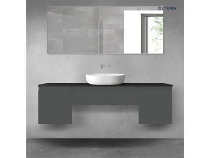 Oltens Vernal sada koupelnového nábytku 160 cm s horní deskou, matná grafitová/matná černá 68398400