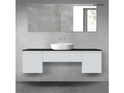 Oltens Vernal sada koupelnového nábytku 160 cm s horní deskou, matná šedá/matná černá 68398700