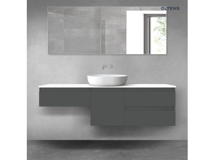 Oltens Vernal sada koupelnového nábytku 160 cm s horní deskou, matná grafitová/lesklá bílá 68428400