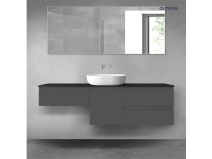 Oltens Vernal sada koupelnového nábytku 160 cm s horní deskou, matná grafitová/matná černá 68429400