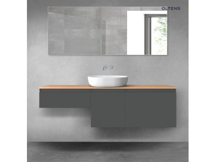 Oltens Vernal sada koupelnového nábytku 160 cm s horní deskou, matná grafitová/dub 68435400