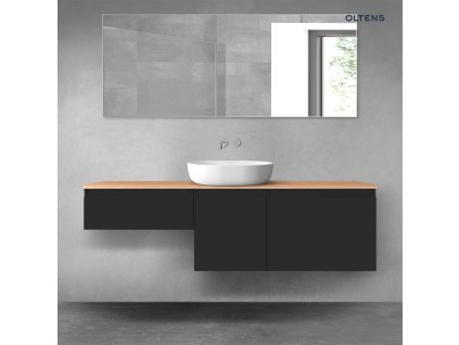 Oltens Vernal sada koupelnového nábytku 160 cm s horní deskou, matná černá/dub 68435300