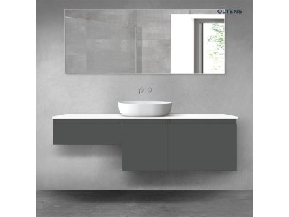 Oltens Vernal sada koupelnového nábytku 160 cm s horní deskou, matná grafitová/lesklá bílá 68436400