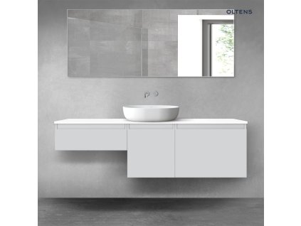Oltens Vernal sada koupelnového nábytku 160 cm s horní deskou, matná šedá/lesklá bílá 68436700