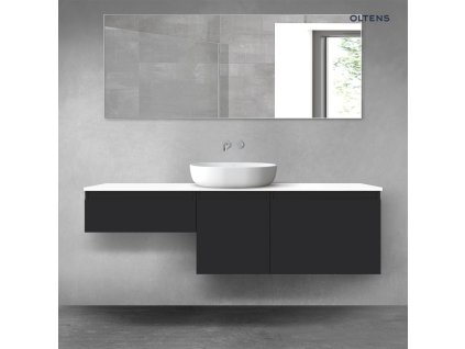 Oltens Vernal sada koupelnového nábytku 160 cm s horní deskou, matná černá/lesklá bílá 68436300