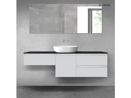 Oltens Vernal sada koupelnového nábytku 160 cm s horní deskou, matná šedá/matná černá 68429700